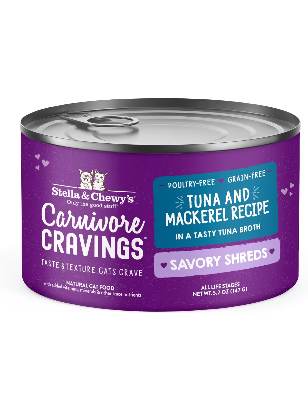 Stella & Chewy's Savory Shreds Tuna & Mackerel Flavored Shredded Wet Cat Food (24 Pack) 5.2OZ Each