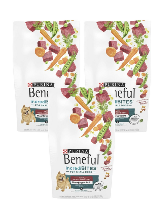 Purina Beneful IncrediBites With Farm-Raised Beef Small Breed Dog Food 3.5LB-3CT