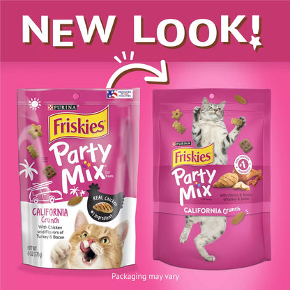 (6 pack) Purina Friskies Cat Treats, Party Mix California Crunch With Chicken