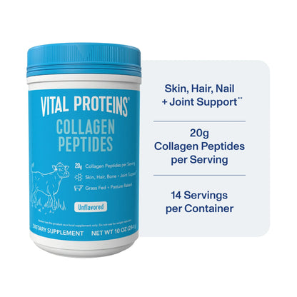 Vital Proteins Collagen Peptides, 20g, Unflavored, 10 oz Grass Fed EXP: 05/2029