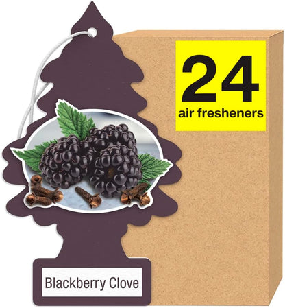 LITTLE TREES Air Fresheners Car Air Freshener. Hanging Tree Provides Long Lasting Scent for Auto or Home. Blackberry Clove, 24 Air Fresheners