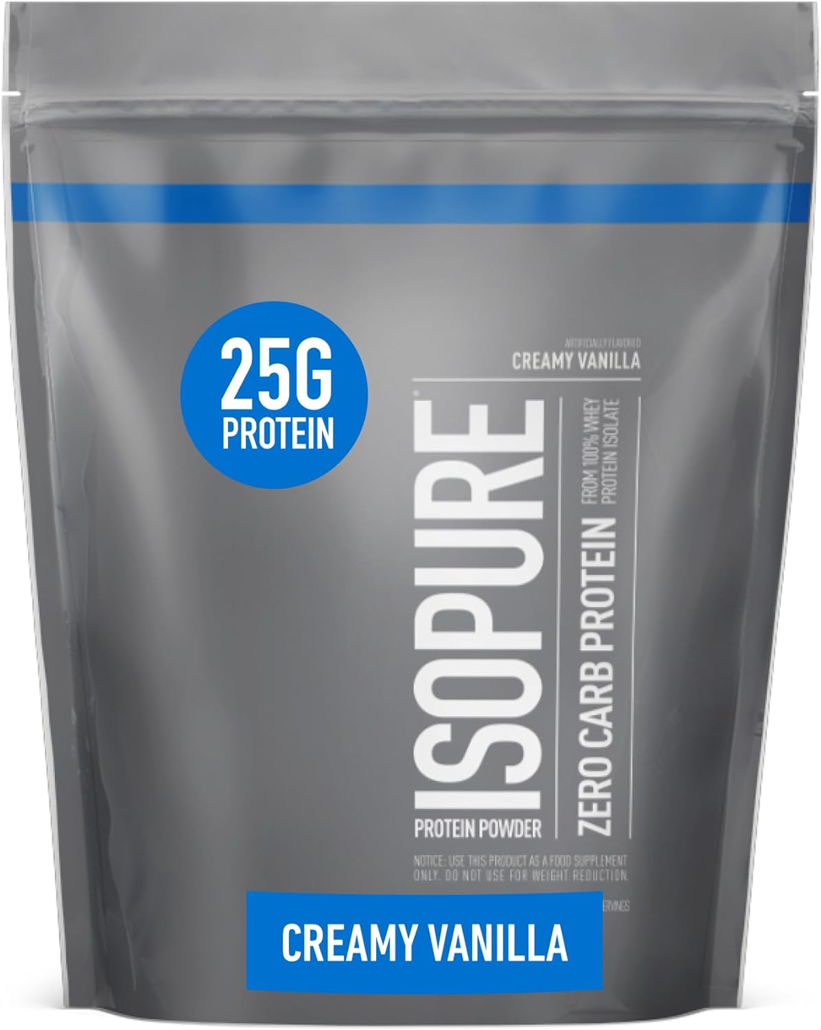 Isopure Whey Isolate Protein Powder with Creamy Vanilla, Vitamin C & Zinc for Immune Support, 25g Protein, Low Carb & Keto Friendly, Flavor: Vanilla, 1 Pound