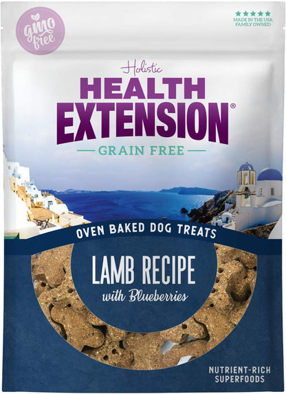 Health Extension Oven-Baked Dog Treat, Gluten & Grain-Free, Puppy Training Dry Biscuit Treats, Lamb & Blueberries Recipe (2.25 lb / 1020 g)