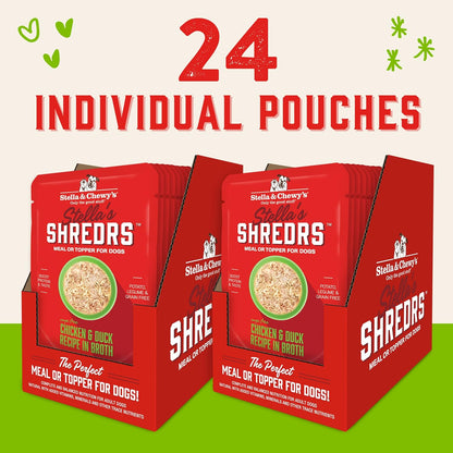 Stella & Chewy's Stella’s Shredrs Cage Free Chicken & Duck Recipe in Broth Adult Wet Dog Food, 2.8-oz pouch, case of 24