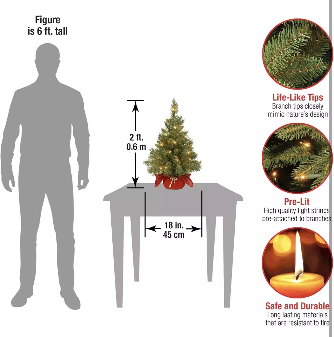 🎄National Tree 2ft Pre-lit Artificial Majestic Mini Christmas Tree w/ Lights