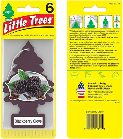 LITTLE TREES Air Fresheners Car Air Freshener. Hanging Tree Provides Long Lasting Scent for Auto or Home. Blackberry Clove, 24 Air Fresheners