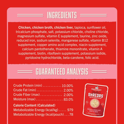 Stella & Chewy's Stella’s Shredrs Cage Free Chicken & Chicken Liver Recipe in Broth Adult Wet Dog Food, 2.8-oz pouch, case of 24