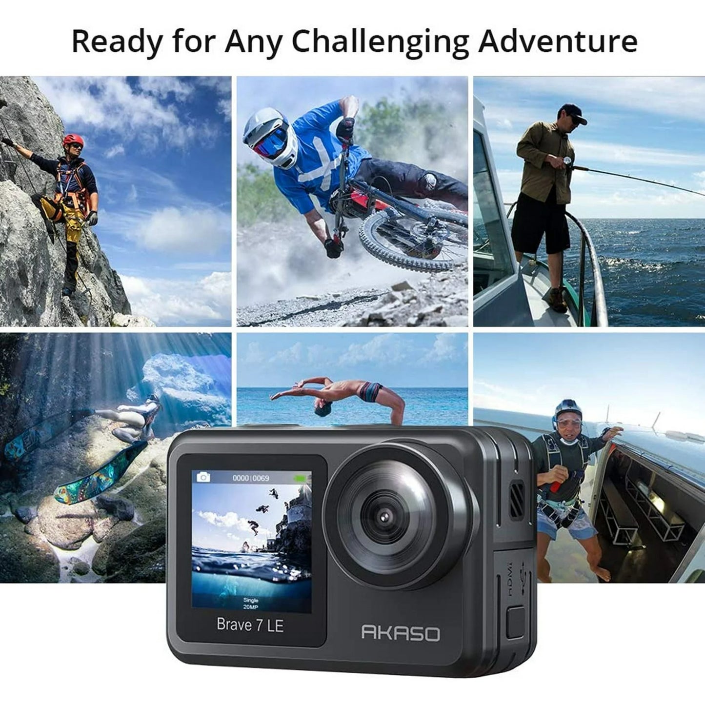 AKASO BRAVE 7 LE 20MP WIFI ACTION CAMERA Black NEW FACTORY SEALED