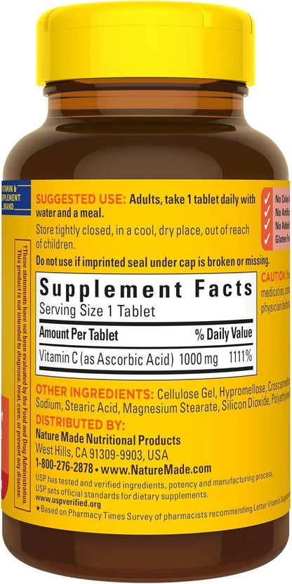 Nature Made Extra Strength Vitamin C 1000 mg, Dietary Supplement for Immune Support, 100 Tablets, 100 Day Supply