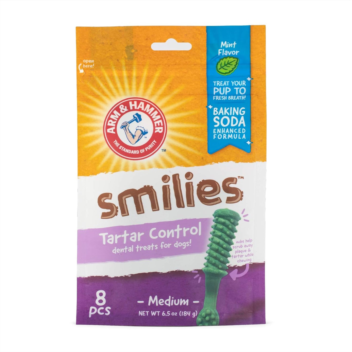 Arm & Hammer Pet Smiles Dog Dental Chews Fight Plaque & Tartar Fresh Mint 8 Pieces Each Case Of 24