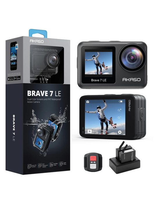 AKASO BRAVE 7 LE 20MP WIFI ACTION CAMERA Black NEW FACTORY SEALED